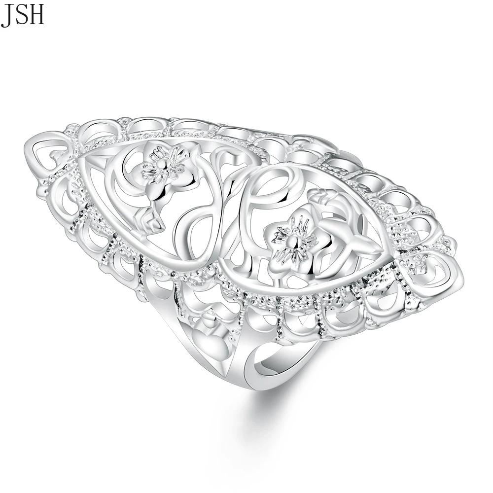 Beautiful solid Retre flower SILVER ring women cute noble pretty fashion Wedding silver color NICE women Lady Ring jewelry R698