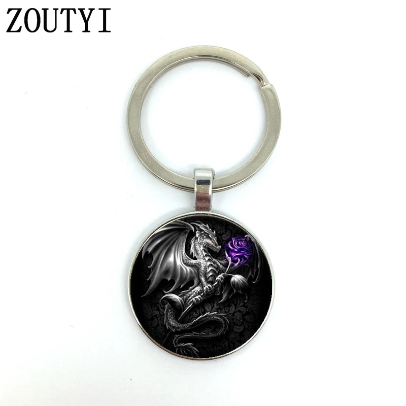 Новый-популярный-фотографии-дракона-и-розы-мужской-и-женский-брелок-качественный-брелок-из-выпуклого-стекла
