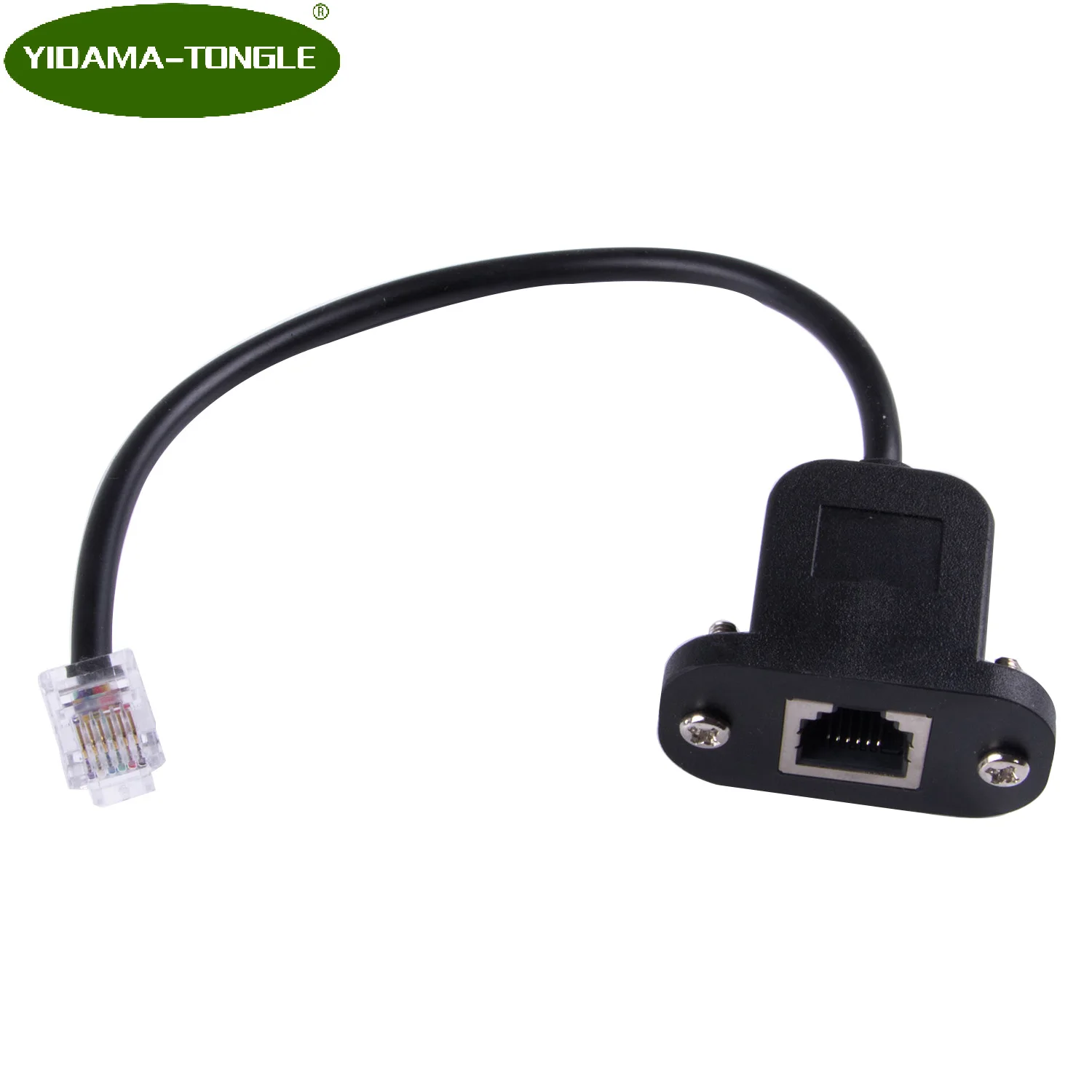 25cm rj12 6p6c telephone female socket to male adapter jumper lan network ethernet bulkhead panel mount extension cable