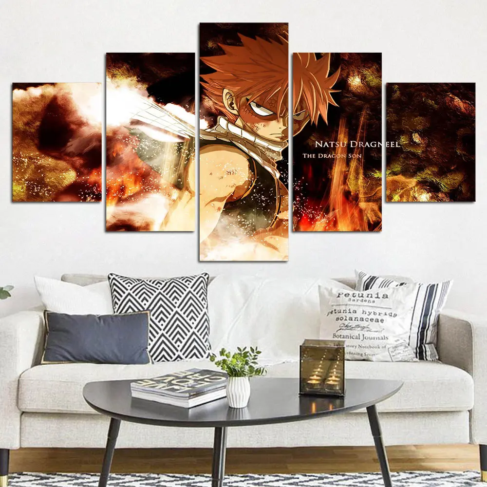 

5 Panel Painting Canvas Wall Art Picture FAIRY TAIL poster Home Decoration Living Room Canvas Print Painting Canvas Art F1482