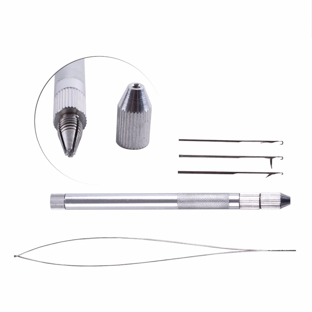 

1Pc Ventilating Needle Micro Bead Tool Loop Handle Pull Hook And Wire Beading Needle Hair Extension Loop Tool