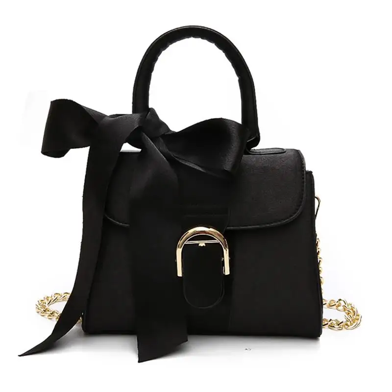 Women Female Shoulder Bag Top Handle PU Leather Ladies Handbag Girls Messenger Crossbody Bag With Bowknot Party Bag