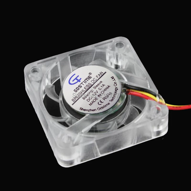 250pcs/set Gdstime 12V 3Pin 40 x 40 x 10mm 4010 4cm Mini Transparent DC Brushless Cooling Fan