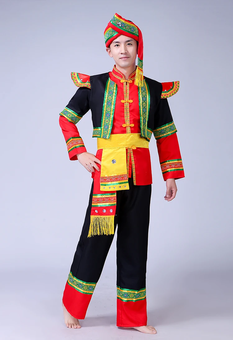 New Miao clothing costume adult male Tujia Yi Yao Zhuang minority dance performance clothing