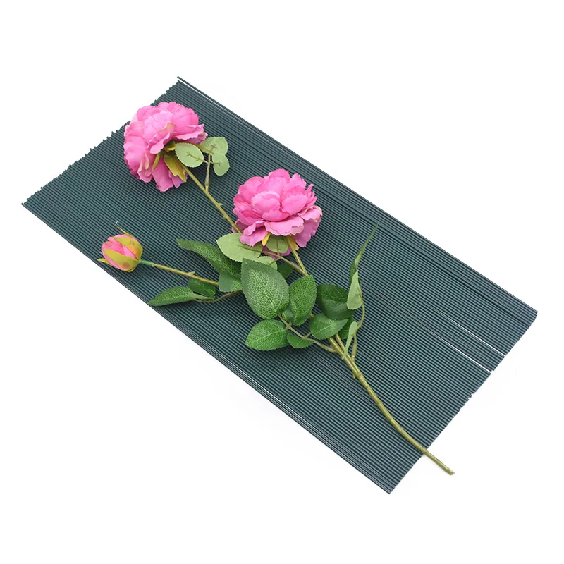 15/25/40cm Green Artificial Flower Stem DIY Floral Material Iron Wire Accessoies for Wedding Party Home Flower Stem Decoration 7