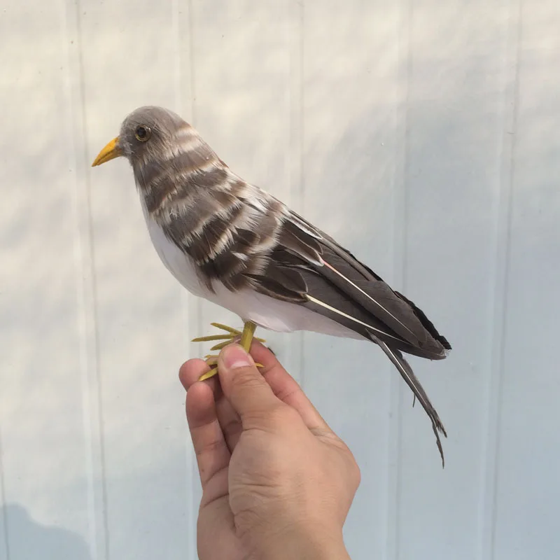 

simulation gray feathers bird model about 25cm sparrow handicraft prop,home garden decoration gift p0877