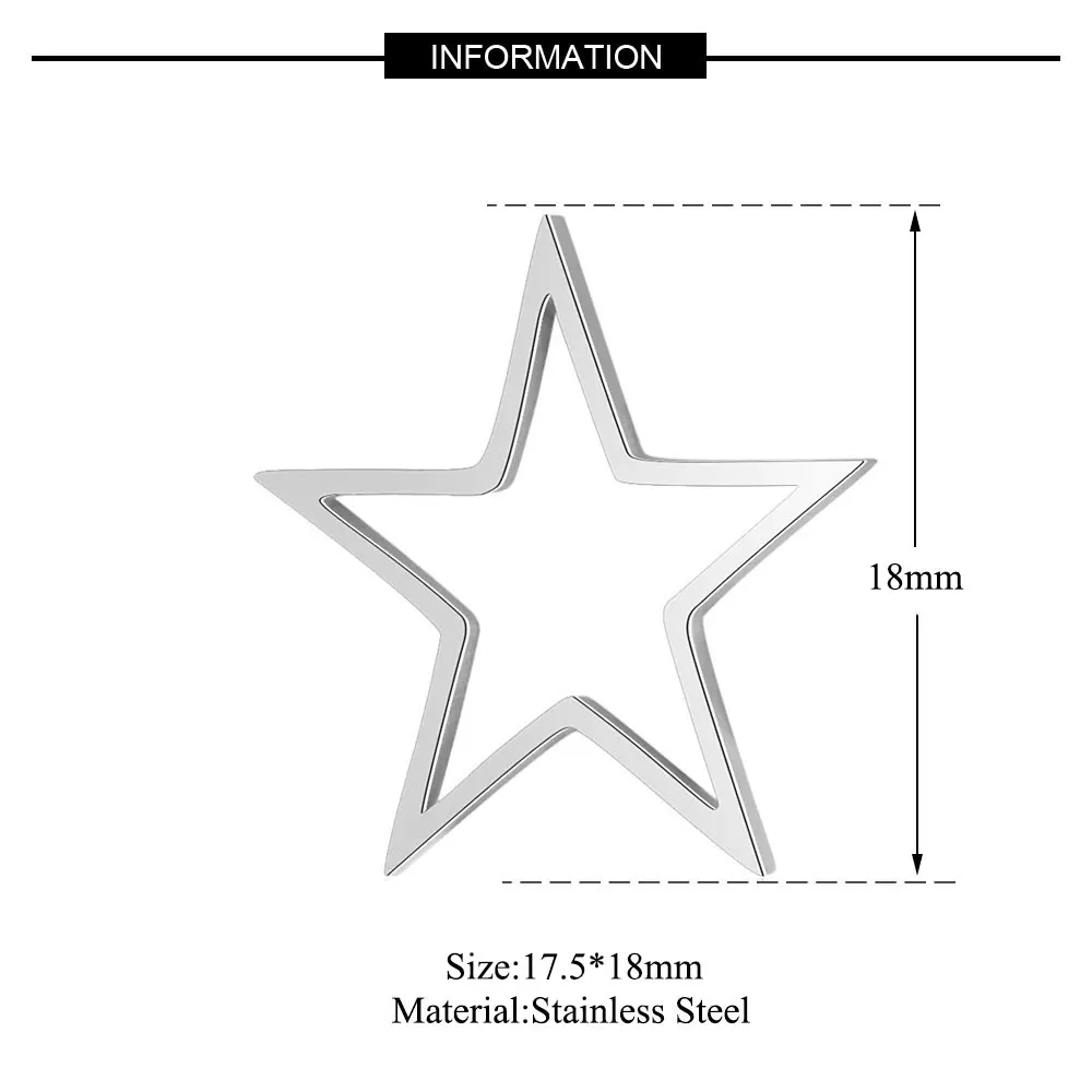 10pcs/lot 316 Stainless Steel Hollow Star Connector Charm Pendant Wholesale DIY Jewelry Finding Supplies