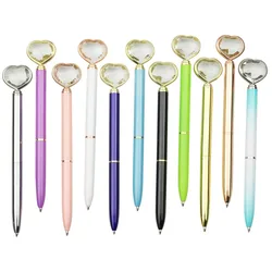 Kawaii Crystal Ballpoint Pen Fashion Girl Heart shape Large Diamond Metal Pen Material Escolar Bolis Escolares Novelty School