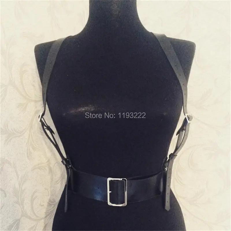 

Harajuku Fashion Punk Gothic Real Leather Girl Harness 3.8cm Wide Waist Belt Straps Body Belts