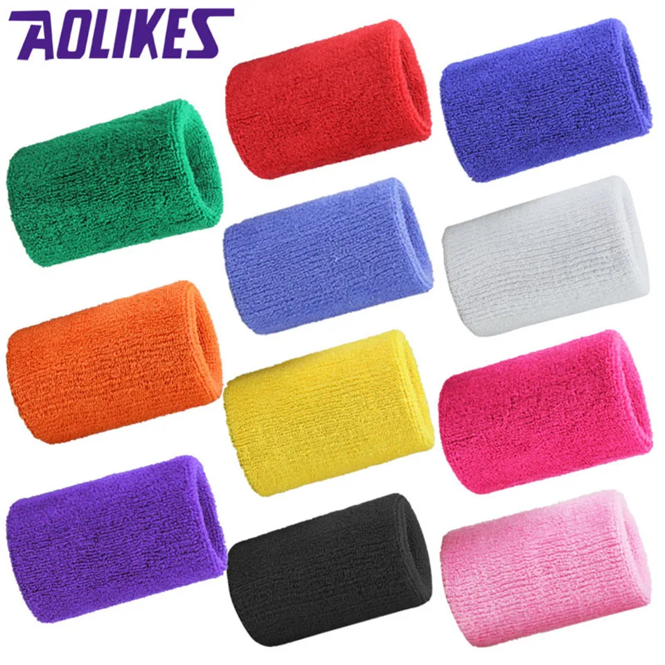 AOLIKES 1PCS Tower Wristband Tennis/Basketball/Badminton Wrist Support Sports Protector Sweatband 100% Cotton Gym Wrist Guard