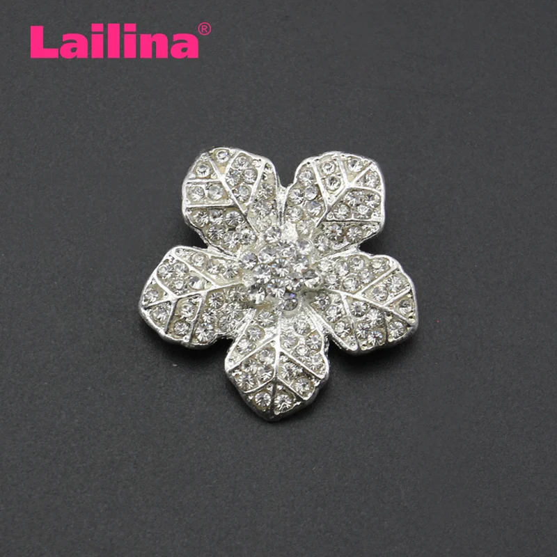 New Hot Sale Phenovo Crystal Flower Rhinestone Buttons DIY Craft Embellishment Silver Sewing Supplies Free Shipping