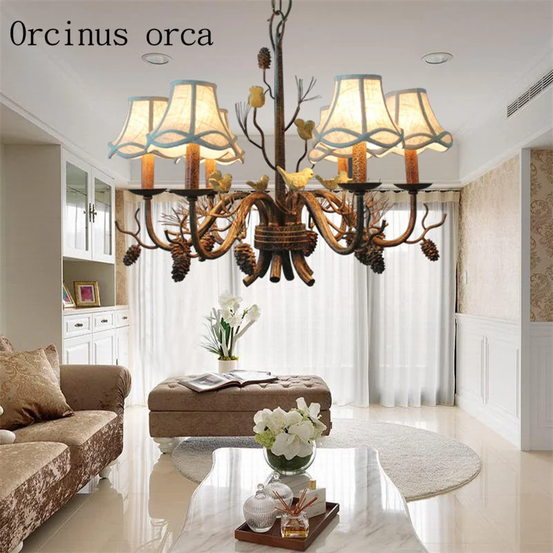 

American country garden chandeliers, Nordic Mediterranean retro clothing stores, bedroom living room creative birds Chandelier