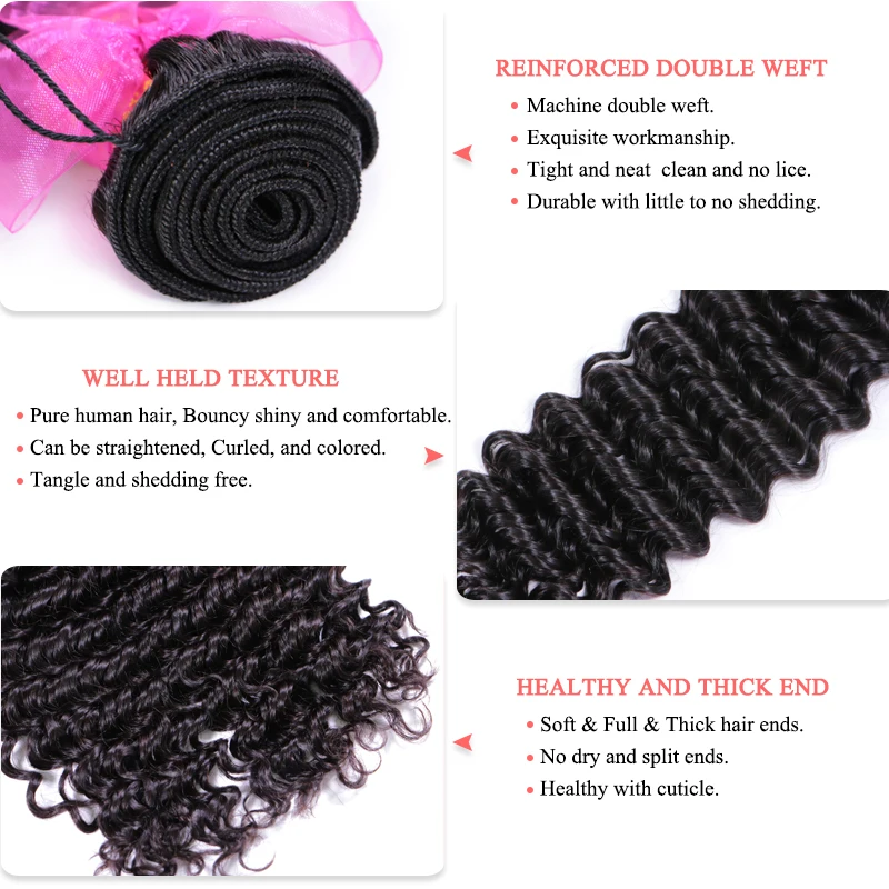 Brazilian Deep Wave Hair Weave Bundles 100% Human Virgin Raw Hair Weaving Natural Color Free Shipping Queen Hair Official Store