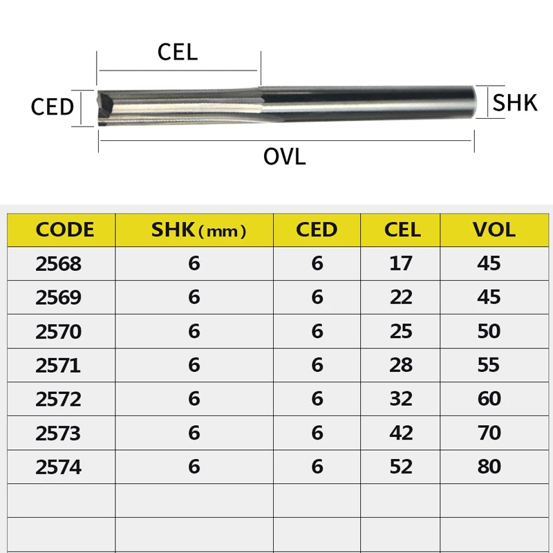 1pc 6mm Two Flutes Straight router bits for wood CNC Straight Engraving Cutters Carbide Endmills Tools Milling Cutter