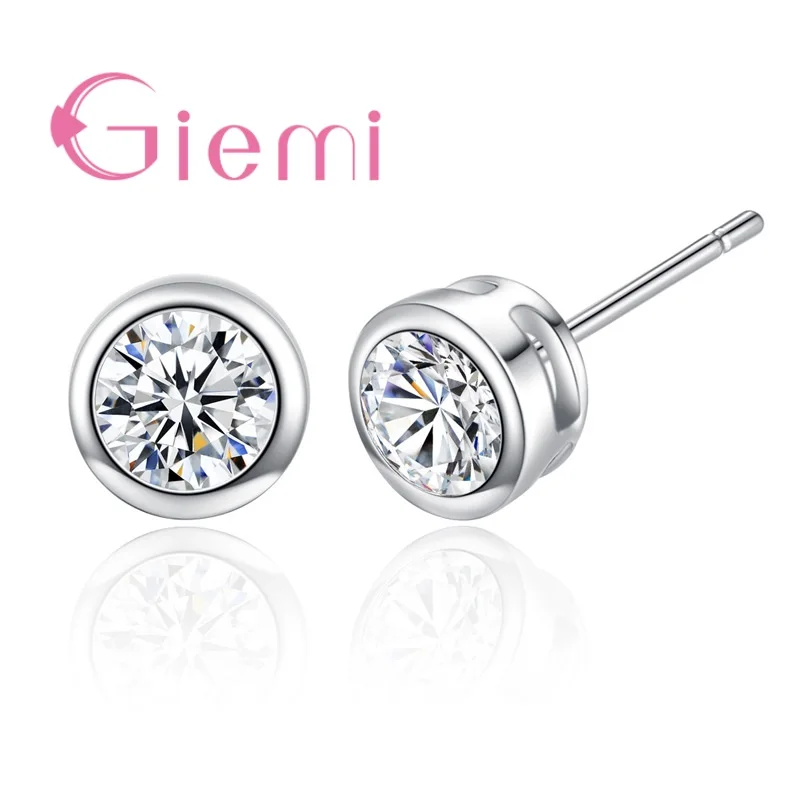 

New Design Korean Fashion 925 Sterling Silver Jewelry Personality Round Design Stud Earrings CZ Cubic Zircon Earrings For Women