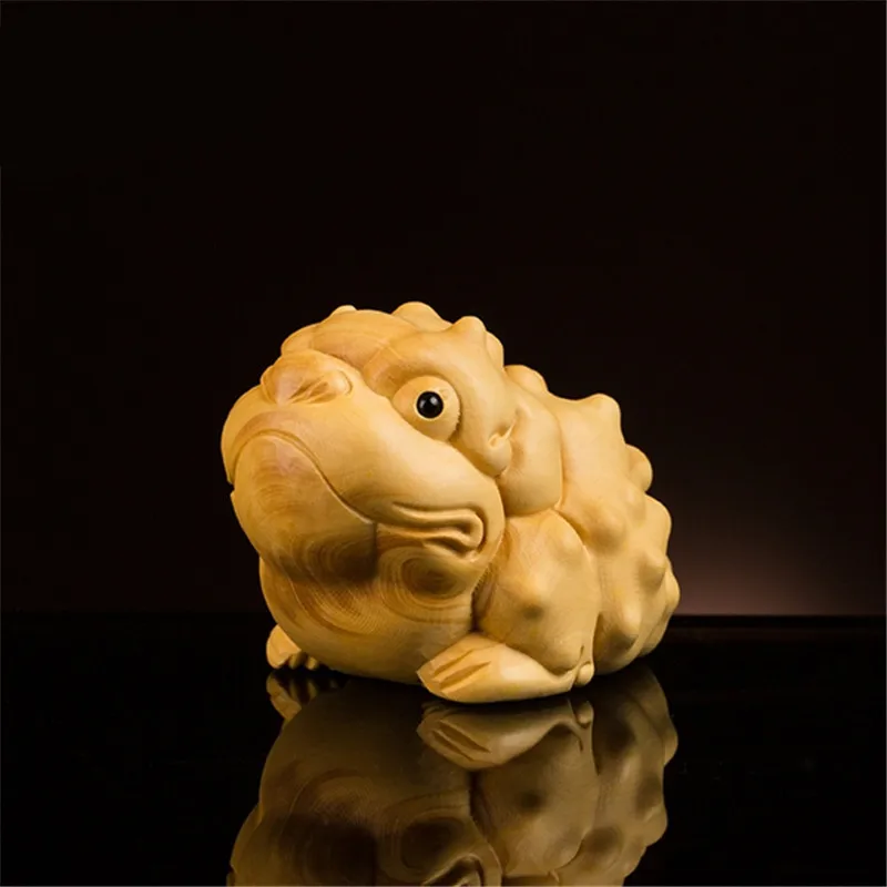 

New Cute Three Feet Lifelike Vivid Gold Toad Handmade Exquisite Carving Chinese Good Wealth Mascot Handle Pieces Pocket Crafts