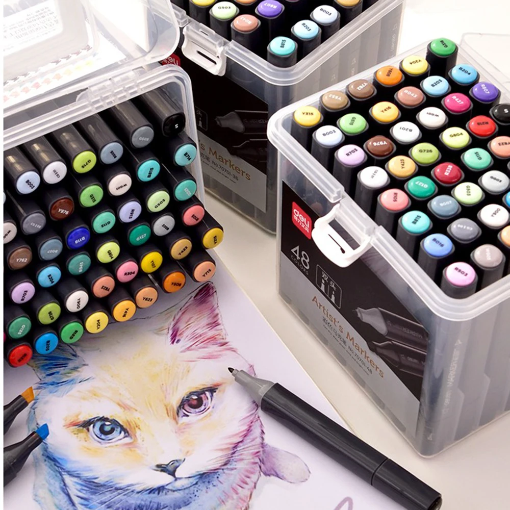 

24/36/48/60 colors/box Sketch Art Marker Pen Dual Head Alcoholic Oily Based Ink for Painting Anime architecture advertisement