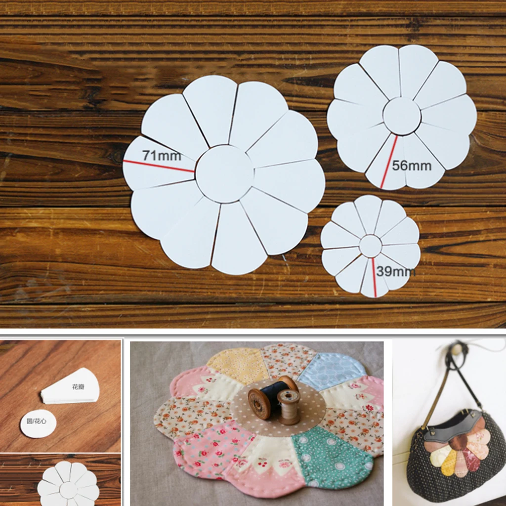 120 sztuk ksztaลt kwiatu papierowe szablony pikowania papier skลadany Patchwork szablon na krawiectwo 71/56/39mm
