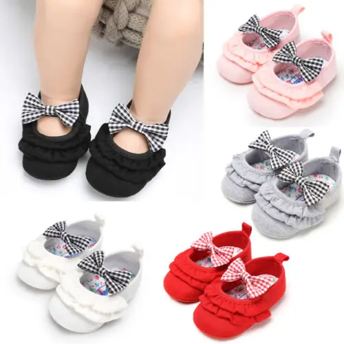 2018 Brand Baby Infant Boys Girl Soft Sole Bowknot Crib Toddler Newborn Shoes Solid Shoes Size 0-18M