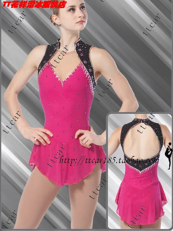 

figure skating for girls hot sale pink ice skating clothing free shipping competition ice clothing custom ice skating suits
