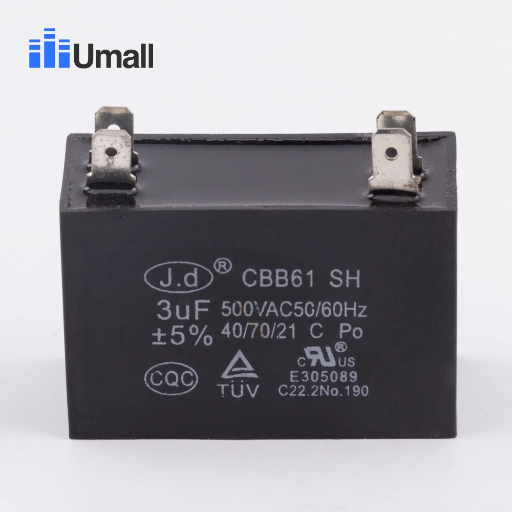 CBB611A DR-12 3uF 450V air condition capacitor washing machine run motor explosion proof compressor start capacitor with insert