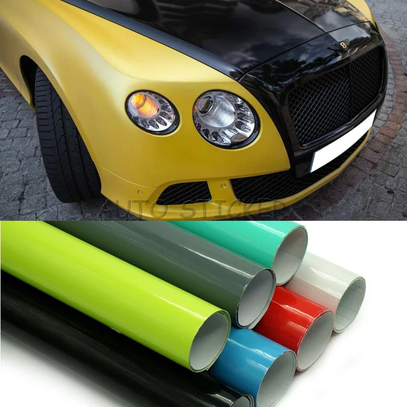 

1.52*5/10/15/20/30m Glossy Black White Cement Ash Vinyl Film Gloss Wrap Bubble Free Car Wrapping Many Colors for Choice