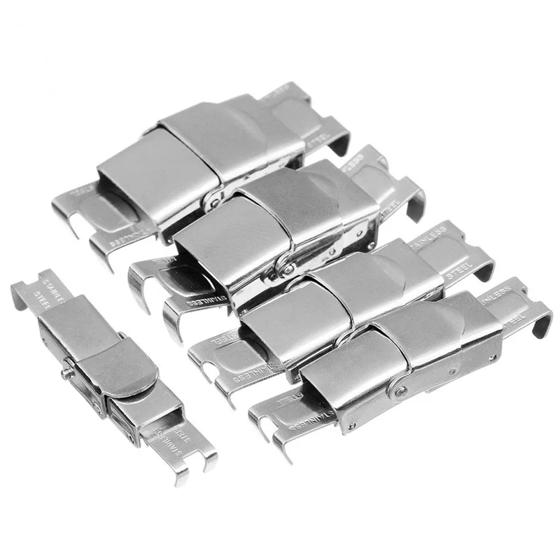 LOULEUR 5pcs/lot 6Sizes Stainless Steel Flat Leather Cord Clasps for Bracelet Metal End Clasps Necklace Connector Jewelry Making