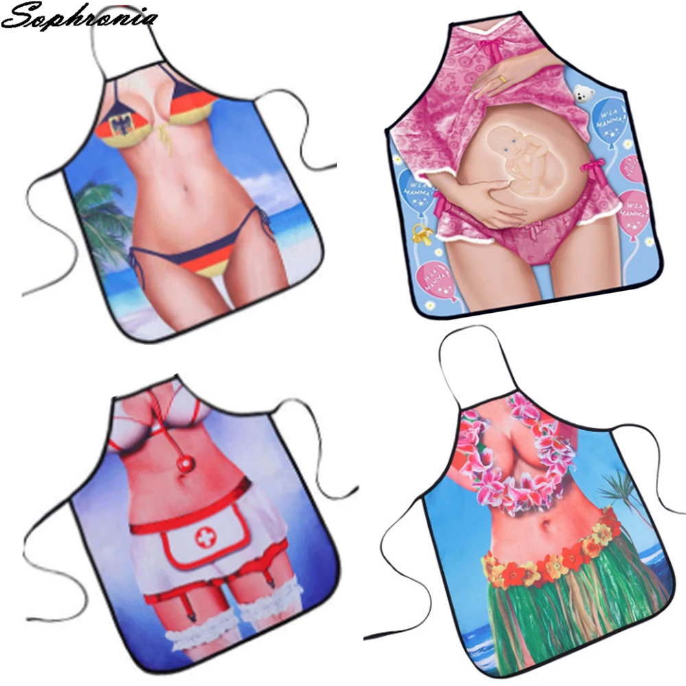 

Funny Apron Nurse Girl Kitchen Aprons For Dinner Party Baking Woman And Man BBQ Party Cartoon Apron Delantal Cocina CWQ020