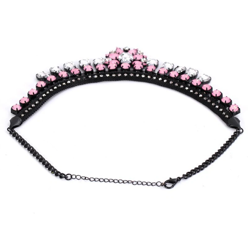 European and American popular manufacturers selling big women chain thick pink gem crystal pendant necklace for women #N020