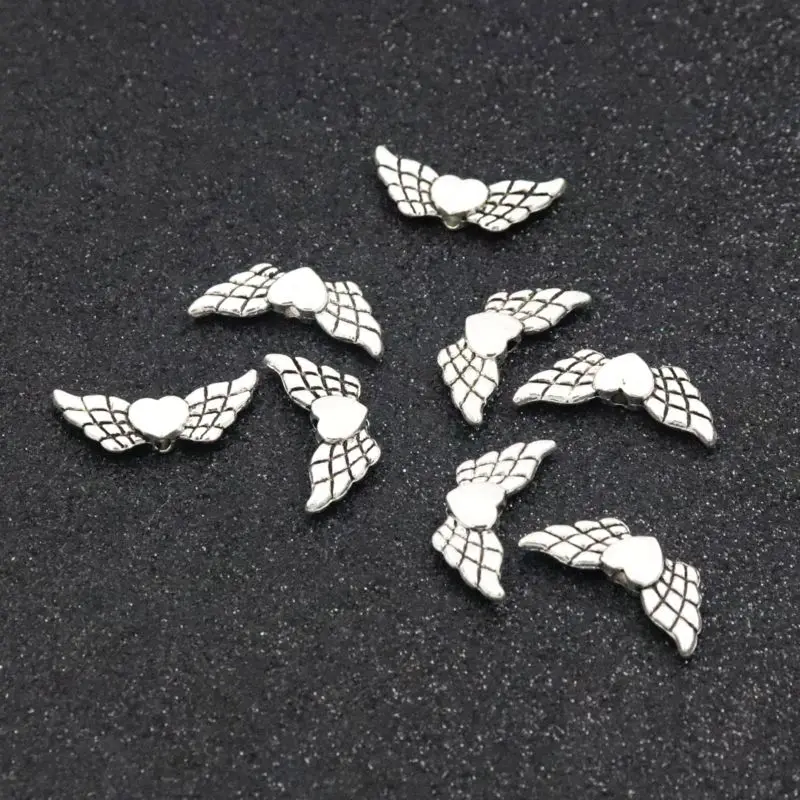50 Stück Flügel antike Farbe lose Abstand halter Metall perlen für Schmuck finden Größe 21mm Loch 1mm hand gefertigten Schmuck DIY Zubehör – Detail 3