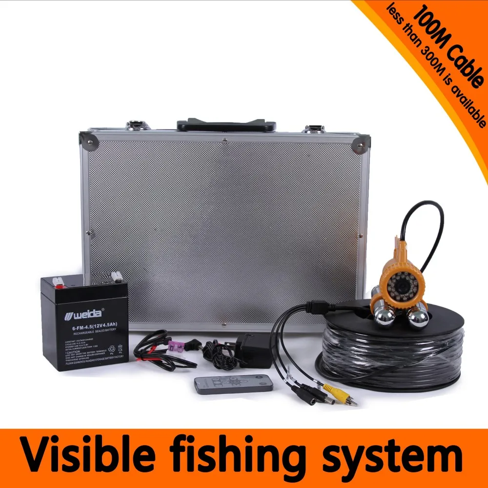 100Meters Depth Underwater Fishing Camera Kit with Dual Lead Bar Camera & 7Inch Color TFT Display Monitor & Aluminum Case