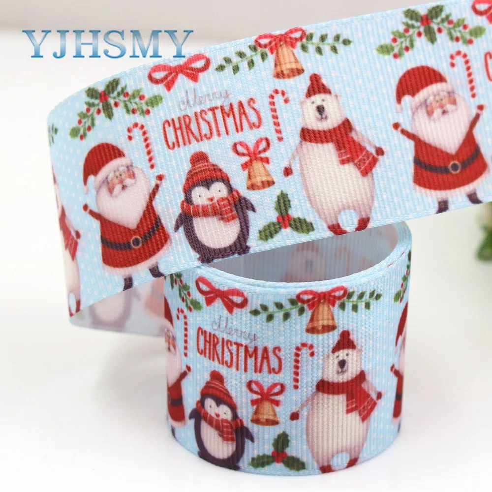 YJHSMY G-18728-685,38 mm 5 Yards Christmas Printed grosgrain ribbons,DIY handmade Hair accessories Material wedding gift wrap