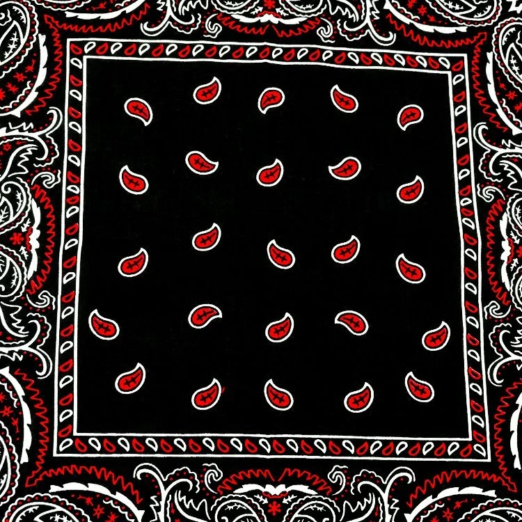 Cotton Black Bottom Red Paisley Bandana Multipurpose Hip-hop Unisex Bandanas Hair bands Single Sided Head Wrap Scarf Scarves