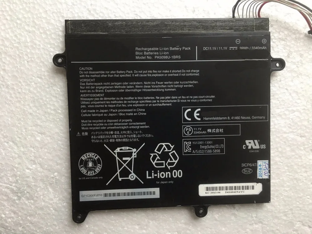 Imagem -03 - Supstone 39wh Novo Pa5098u1brs Bateria do Portátil para Toshiba Z10t-a1102l Z10t-wt310 Z10t-a203 Up000574220