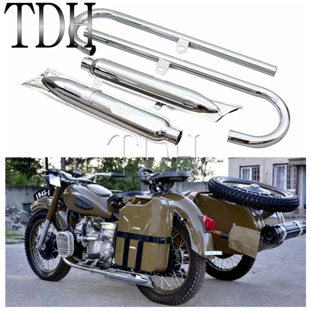 Steel Chrome Motorcycle 32HP Retro 750cc Fishtail Type Front Rear Exhaust Muffler Pipes For BMW K750 M1 M72 R71 R12 R66 KS 750