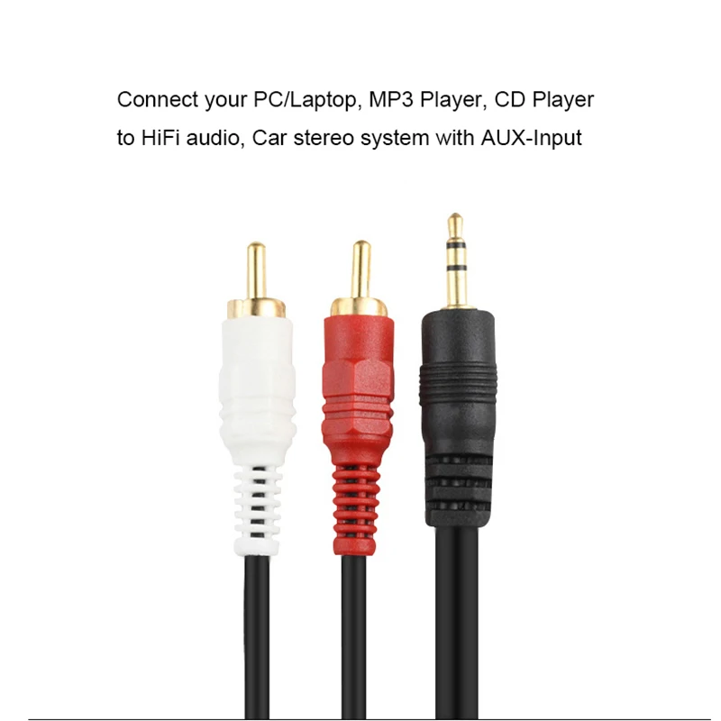 New 1.5M 3.5mm Male Jack to AV 2 RCA Male Stereo Music Audio Cable Cord RCA Jack Audio AUX Cables Wholesale