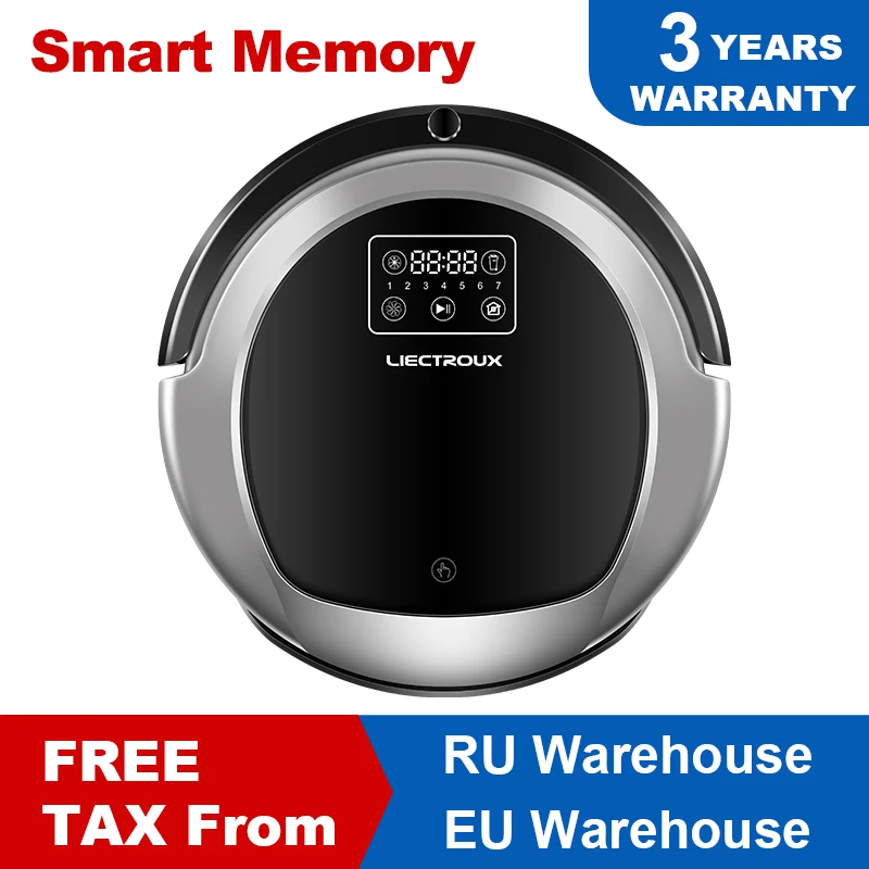 LIECTROUX B6009 Robotic Vacuum Cleaner,Map Navigation,Smart  Memory,Low Repetition,Virtual Blocker,UV Lamp,Water Tank,Low noise