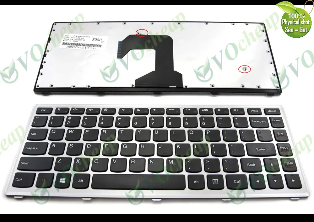 Novo teclado de notebook americano para lenovo ideapad s300 s400 s400t s400u s405 com moldura prateada chave preta v 160425 As1 Aer15U00310