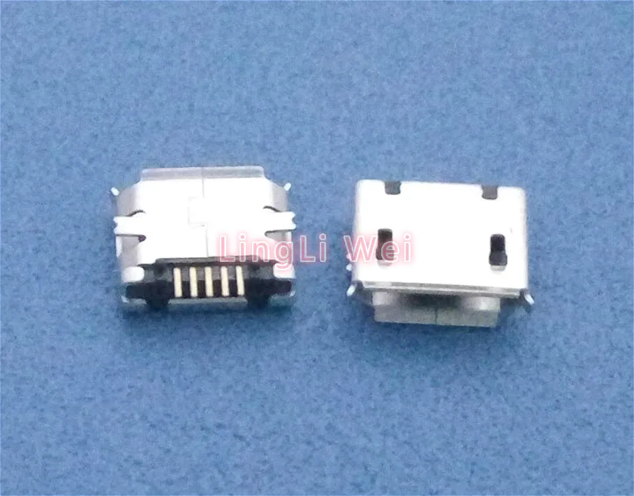 10pcs/lot Micro USB socket 5pin SMD Pin Long needle 5pin SMD Copper shell Curly Mouth for Charging Mobile Phone