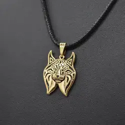 Women Rope Chain Alloy Cat Necklaces Vintage Metal Lynx Pendant Necklaces For Lovers