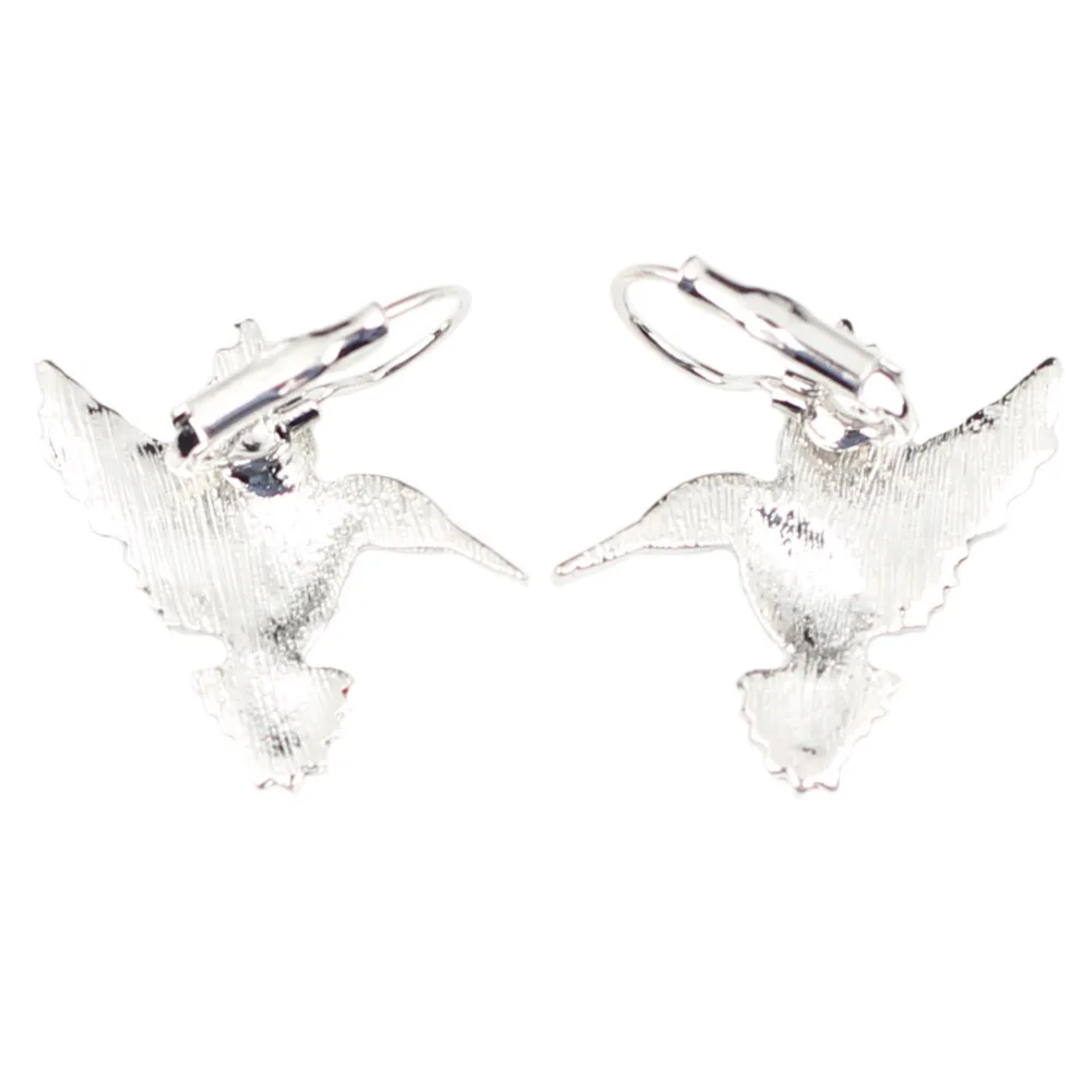Bonsny Enamel Alloy Floral Hummingbird Eagle Stud French Clip Earrings Fashion Animal Jewelry For Girls Women Ladies Accessories image 6