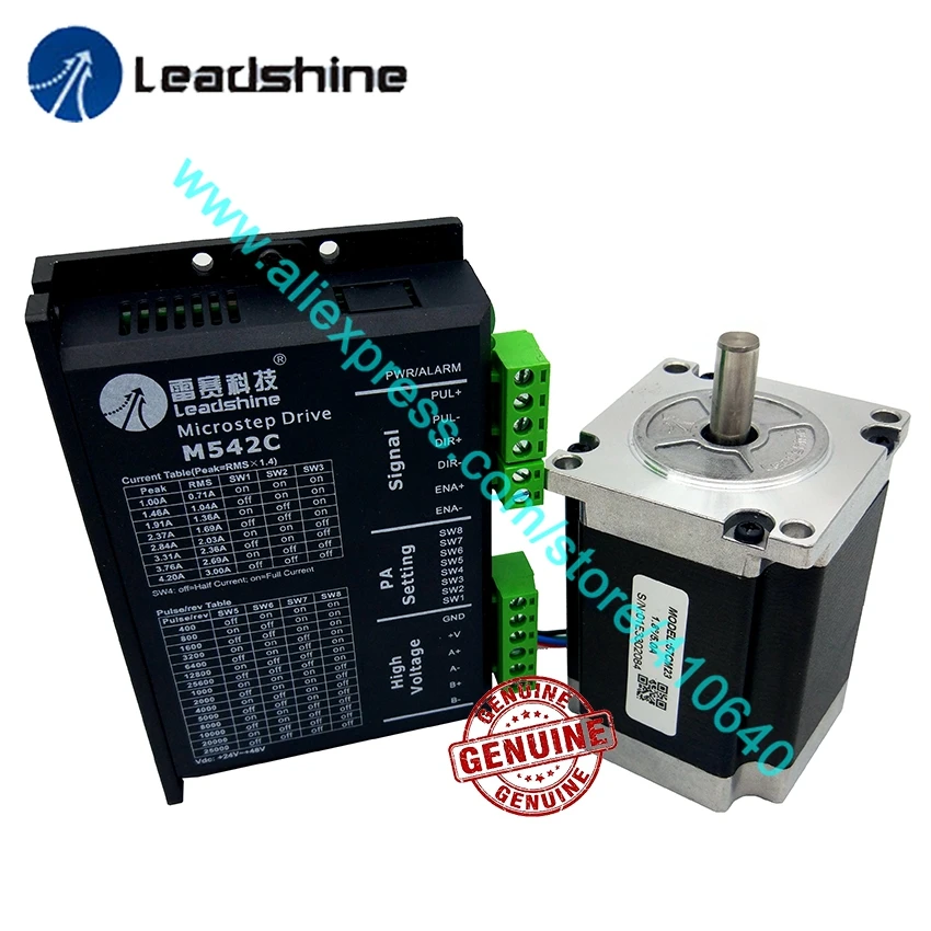 

Genuine Leadshine NEMA23 Stepper Motor 57CM23 8 mm Shaft 2.3 N.M Torque and 2 Phase Analog Stepper Driver M542C Max 50 VDC 4.2A