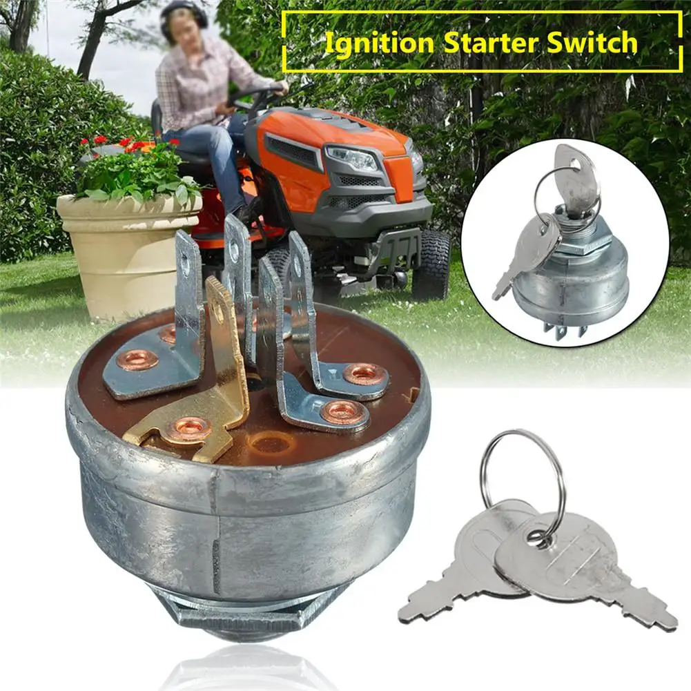 Lawn Mower Ignition Starter 5 Spade Terminal Engine Starter Switch with Key 725-0267 725-0267A 925-0267 925-0267A