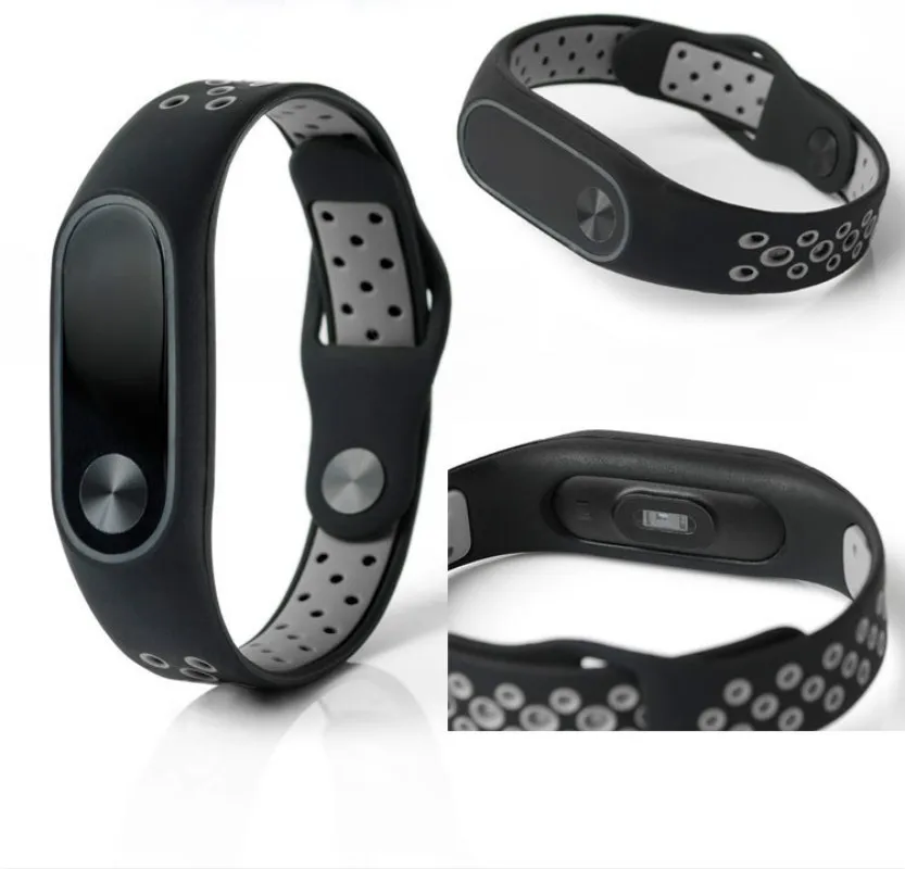 新カラフルなシリコーンリストストラップブレスレットダブルカラー交換用オリジナルmiband 2 xiaomi miバンド2リストバンド