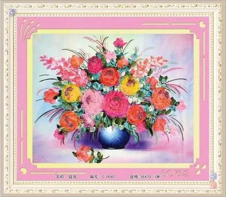 

3D Набор для вышивки лентами, вазы для цветов с иголками, холщовая краска для рукоделия, рукоделие, декор для стен, 329