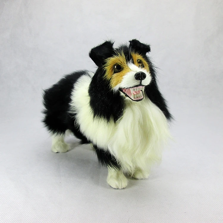 new simulation Samoyed model plastic&fur black&white Samoyed doll gift 22x9x18cm a116