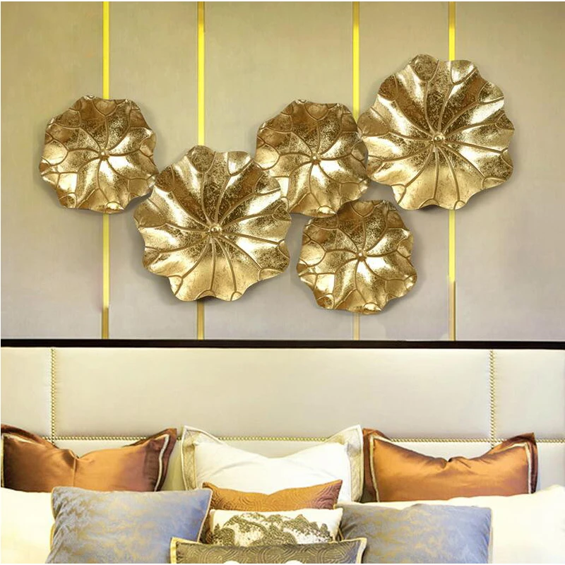 

Chinese Wrought Iron Lotus Leaf Wall Hanging Crafts Accessories Decoration Home Livingroom Wall Sticker Metal Mural Ornament Art