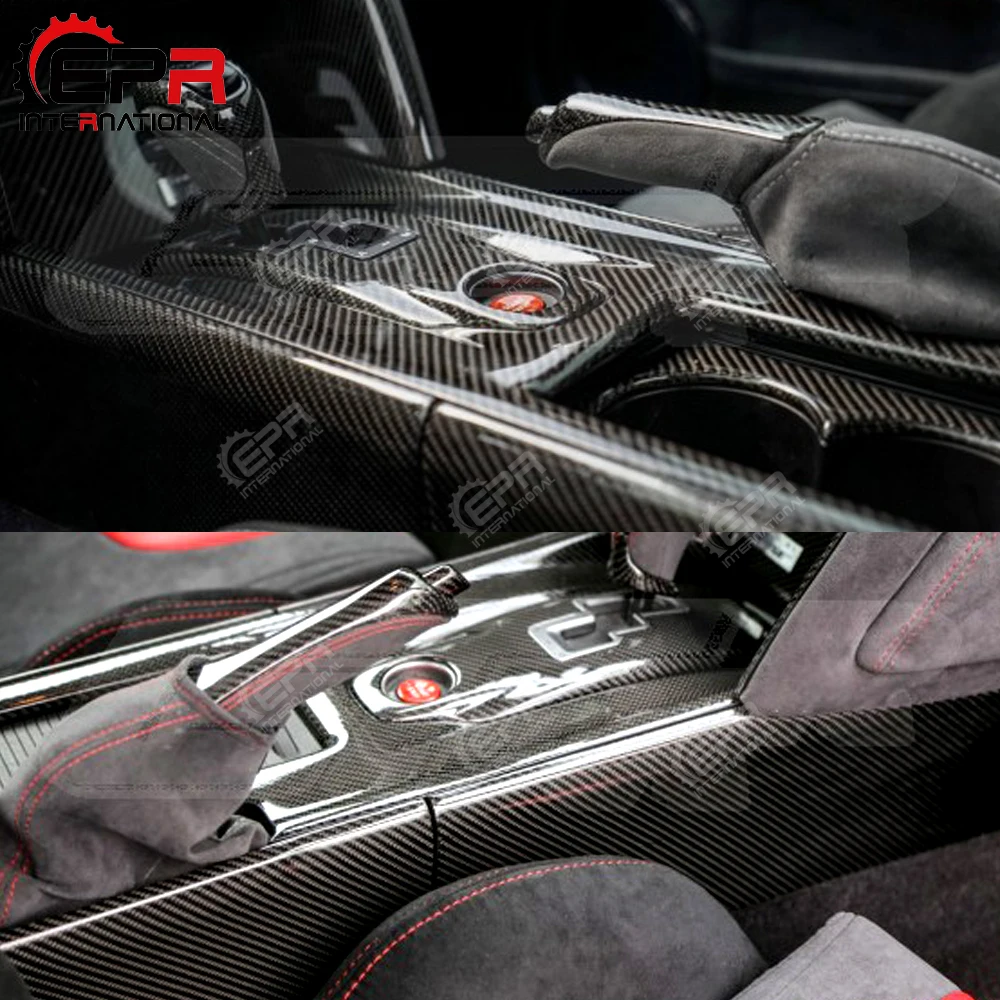 For Nissan R35 GTR Tuning Carbon Fiber Center Console Cover RHD Glossy Finish Inner Drift Kit OEM Shifter Trim Body Kit