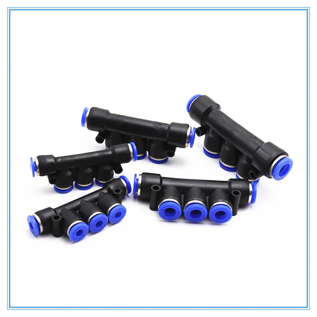 Air Pneumatic Fitting 5 Way One Touch 8mm 10mm 6mm 4mm 12mm OD Hose Tube Push In 5 Port Gas Quick Fittings Connector Coupler