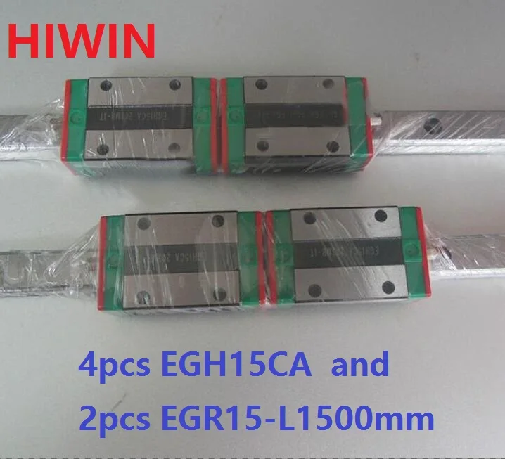 2pcs 100% original HIWIN linear guide EGR15 -L 1500mm + 4pcs EGH15CA linear block for CNC